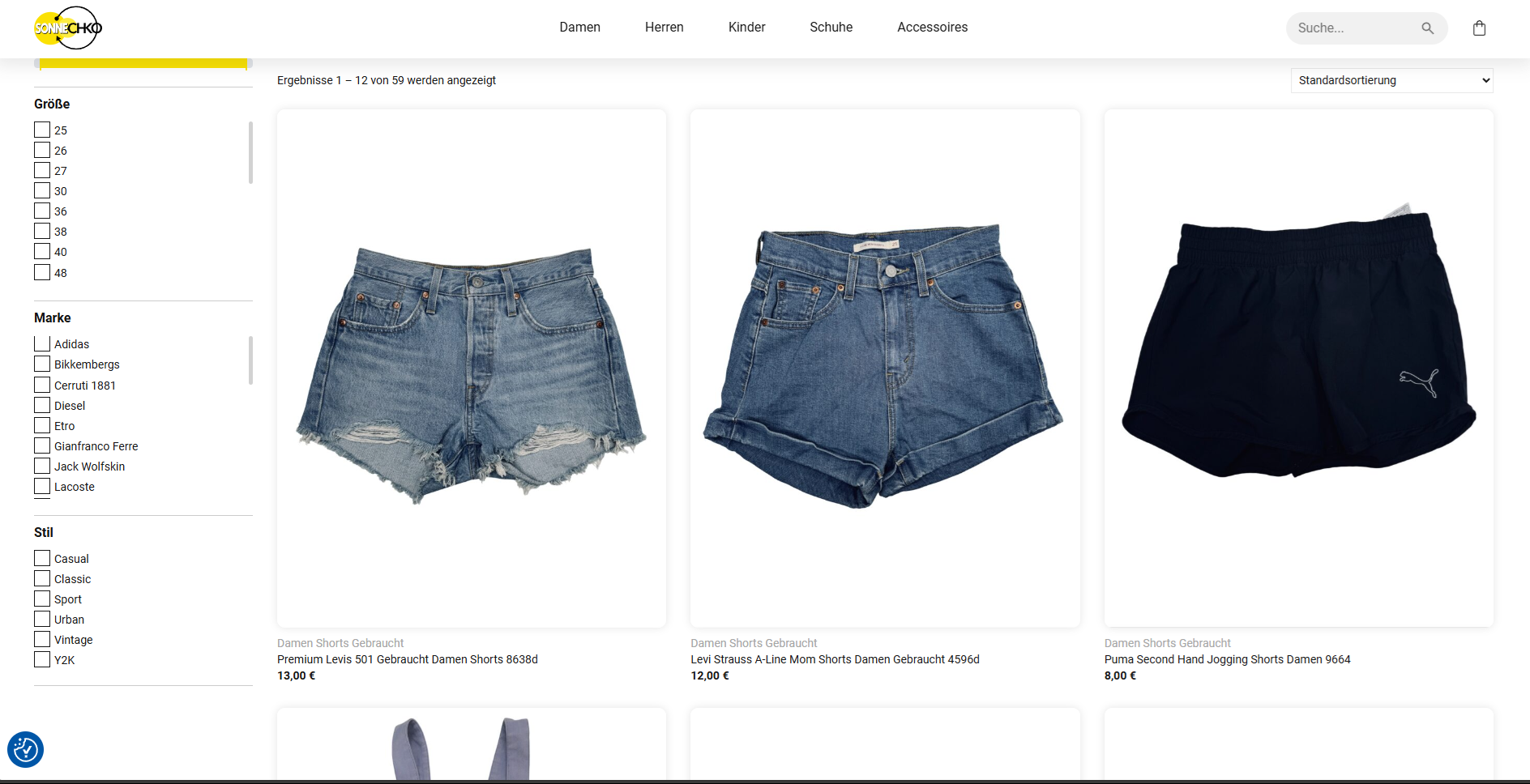 Nachhaltig, stylisch, individuell: Second-Hand-Damenshorts bei Sonnechko